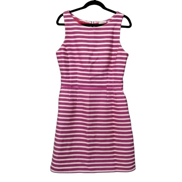 Halogen Pink White Striped Sleeveless Side Pockets Back Cutout  Dress Size 12 - Picture 2 of 12